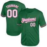 Custom Team Name Number Mesh Baseball Jersey Kelly Green White-Pink Authentic Throwback Personalized Kelly Green White-Pink