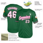 Custom Team Name Number Mesh Baseball Jersey Kelly Green White-Pink Authentic Throwback Personalized Kelly Green White-Pink