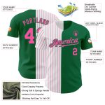 Custom Name Number Personalized Kelly Green White Pink Pinstripe Baseball Jersey - Authentic Split Fashion Team Apparel Personalized