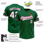 Custom Name and Number Softball Jersey for Team, Personalized Kelly Green White-Pink Unisex Two-Button Design Personalized