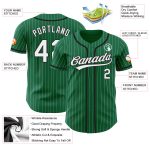 Personalized Black Authentic Baseball Jersey with Kelly Green White Pinstripe Design Personalized Kelly Green White Pinstripe