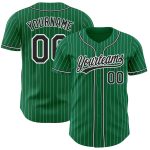 Custom Personalized Baseball Jersey Kelly Green White Pinstripe Black - Authentic Team Jersey with Name and Number Personalized