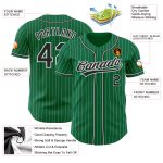 Custom Personalized Baseball Jersey Kelly Green White Pinstripe Black - Authentic Team Jersey with Name and Number Personalized