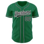 Custom Personalized Baseball Jersey Kelly Green White Pinstripe Black - Authentic Team Jersey with Name and Number Personalized