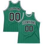 Custom Authentic Basketball Jersey with Personalized Name and Number - Kelly Green and White Pinstripe Design Personalized