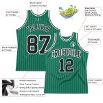 Custom Authentic Basketball Jersey with Personalized Name and Number - Kelly Green and White Pinstripe Design Personalized