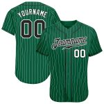 Custom Black White Baseball Jersey with Personalized Name and Number - Kelly Green White Pinstripe Authentic Style Personalized