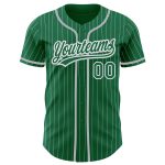 Personalized Kelly Green & White Pinstripe Gray Baseball Jersey - Authentic Team Apparel Personalized Kelly Green White Pinstripe