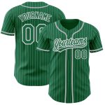 Personalized Kelly Green & White Pinstripe Gray Baseball Jersey - Authentic Team Apparel Personalized Kelly Green White Pinstripe