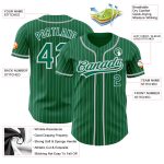 Personalized Kelly Green & White Pinstripe Gray Baseball Jersey - Authentic Team Apparel Personalized Kelly Green White Pinstripe