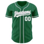 Custom Name and Number Kelly Green and White Pinstripe Baseball Jersey - Authentic Team Jersey Personalized Kelly Green White