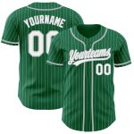 Custom Name and Number Kelly Green and White Pinstripe Baseball Jersey - Authentic Team Jersey Personalized Kelly Green White