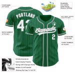 Custom Name and Number Kelly Green and White Pinstripe Baseball Jersey - Authentic Team Jersey Personalized Kelly Green White