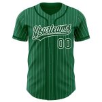 Customizable Kelly Green and White Pinstripe Authentic Baseball Jersey with Name and Number - Team Apparel Personalized Kelly