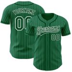 Customizable Kelly Green and White Pinstripe Authentic Baseball Jersey with Name and Number - Team Apparel Personalized Kelly