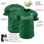 Customizable Kelly Green and White Pinstripe Authentic Baseball Jersey with Name and Number - Team Apparel Personalized Kelly