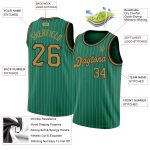 Custom Basketball Jersey with Personalized Name and Number - Kelly Green White Pinstripe Old Gold-Black Authentic Style Personalized