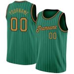 Custom Basketball Jersey with Personalized Name and Number - Kelly Green White Pinstripe Old Gold-Black Authentic Style Personalized