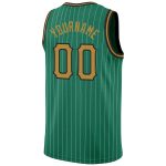 Custom Basketball Jersey with Personalized Name and Number - Kelly Green White Pinstripe Old Gold-Black Authentic Style Personalized