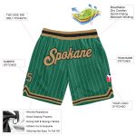 Custom Name Number Authentic Basketball Shorts - Personalized Kelly Green White Pinstripe Old Gold Black Personalized Kelly