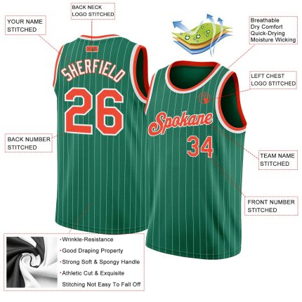 Custom Name & Number Basketball Jersey - Personalized Kelly Green & White Pinstripe - Authentic Team Apparel Personalized
