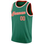 Custom Name & Number Basketball Jersey - Personalized Kelly Green & White Pinstripe - Authentic Team Apparel Personalized