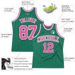 Custom Personalized Basketball Jersey with Pink and White Pinstripes - Kelly Green, Team Name & Number Personalized Kelly