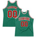 Custom Basketball Jersey - Personalized Kelly Green White Red Pinstripe with Name and Number - Authentic Team Jersey Personalized