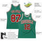 Custom Basketball Jersey - Personalized Kelly Green White Red Pinstripe with Name and Number - Authentic Team Jersey Personalized