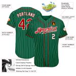 Custom Name and Number Authentic Baseball Jersey - Personalized Kelly Green White Pinstripe Red-White Team Style Personalized