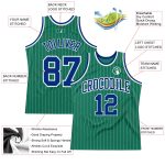 Custom Name and Number Royal Basketball Jersey - Personalized Kelly Green White Pinstripe Authentic Team Jersey Personalized