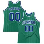 Custom Name and Number Royal Basketball Jersey - Personalized Kelly Green White Pinstripe Authentic Team Jersey Personalized
