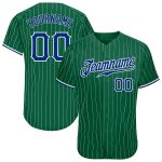 Personalized Custom Name and Number Baseball Jersey in Kelly Green with White Pinstripe Design - Authentic Royal-White Team Gear
