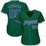 Personalized Custom Name and Number Baseball Jersey in Kelly Green with White Pinstripe Design - Authentic Royal-White Team Gear