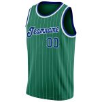 Custom Name Number Basketball Jersey - Authentic Royal-White Pinstripe in Kelly Green - Personalized Team Gear Personalized