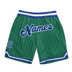 Custom Name and Number Basketball Shorts - Kelly Green White Pinstripe Royal-White Authentic Team Sports Apparel Personalized