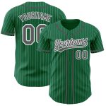 Custom Name and Number Authentic Baseball Jersey - Kelly Green White Pinstripe Steel Gray Personalized Kelly Green White