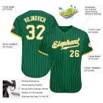 Custom Name & Number Authentic Baseball Jersey - Kelly Green & White Pinstripe, White-Gold Personalized Kelly Green White