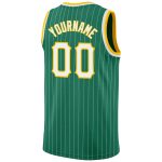 Custom Name and Number Authentic Basketball Jersey - Kelly Green White Pinstripe, White-Gold, Personalized Team Gear Personalized