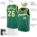 Custom Name and Number Authentic Basketball Jersey - Kelly Green White Pinstripe, White-Gold, Personalized Team Gear Personalized