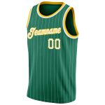 Custom Name and Number Authentic Basketball Jersey - Kelly Green White Pinstripe, White-Gold, Personalized Team Gear Personalized