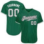 Custom Name Number Kelly Green White Pinstripe Authentic Baseball Jersey - Personalized Team Jersey Personalized Kelly Green