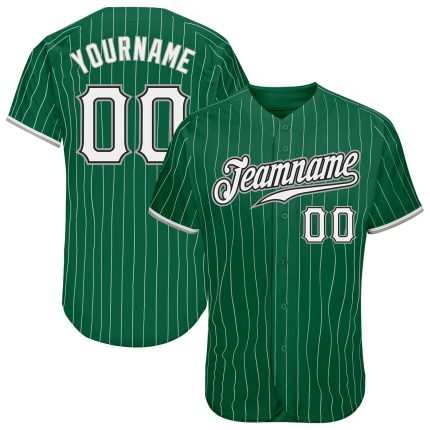 Custom Name Number Kelly Green White Pinstripe Authentic Baseball Jersey - Personalized Team Jersey Personalized Kelly Green