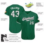 Custom Name Number Kelly Green White Pinstripe Authentic Baseball Jersey - Personalized Team Jersey Personalized Kelly Green