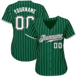 Custom Name Number Kelly Green White Pinstripe Authentic Baseball Jersey - Personalized Team Jersey Personalized Kelly Green