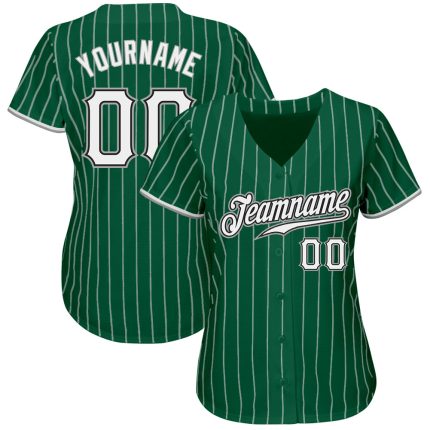Custom Name Number Kelly Green White Pinstripe Authentic Baseball Jersey - Personalized Team Jersey Personalized Kelly Green