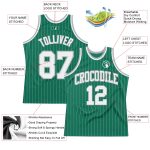 Personalized Kelly Green and White Pinstripe Authentic Basketball Jersey Personalized Kelly Green White Pinstripe White-Gray