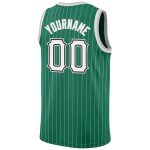 Custom Personalized Basketball Jersey with Kelly Green White Pinstripe - Authentic Team Jersey with Custom Name and Number