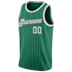 Custom Personalized Basketball Jersey with Kelly Green White Pinstripe - Authentic Team Jersey with Custom Name and Number