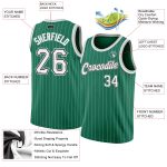 Custom Personalized Basketball Jersey with Kelly Green White Pinstripe - Authentic Team Jersey with Custom Name and Number